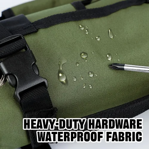 Vista 7 de Bolsa de herramientas portátil plegable enrollable impermeable con 5 compartimentos y 2 bolsillos desmontables, bolsa de herramientas resistente