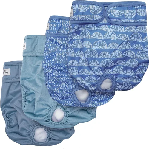 Vista 10 de JoyDaog Pañales para perros pequeños, paquete de 4 pañales reutilizables para cachorros, S
