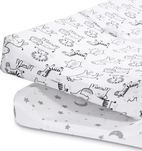 Vista 7 de Beberoad Love Paquete de 2 sábanas de moisés para bebé, 100% algodón, suaves, universales, para ovalado, reloj de arena y rectangular, elástico