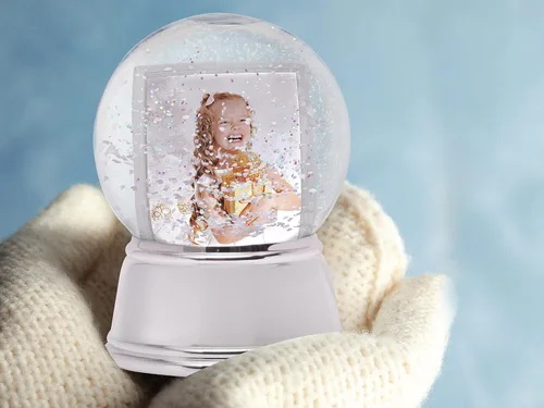 Vista 7 de Neil Enterprises Inc. Foto Globo de Nieve con Base de Plata