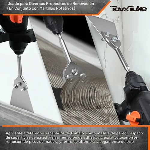 Vista 6 de TovxTuke SDS Plus - Cincel raspador de piso, broca de eliminación de azulejos de 5 x 11 pulgadas