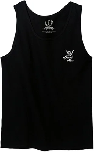Vista 2 de Camiseta sin mangas para hombre Good Vibe Bones Hand Shaka Cool Vintage Hipster Graphic