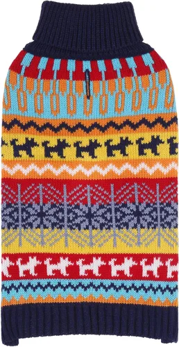 Vista 12 de Suéter Mihachi para perro - Ropa de abrigo de invierno con tiras coloridas para clima frío