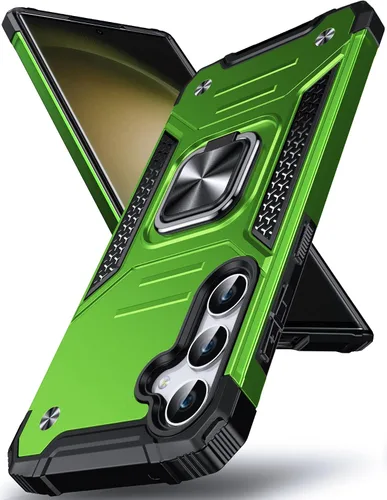 Vista 102 de DASFOND Diseñada para funda Galaxy S8 con soporte, anillo metálico giratorio mejorado de 360°, soporte kickstand de grado militar, resistente a