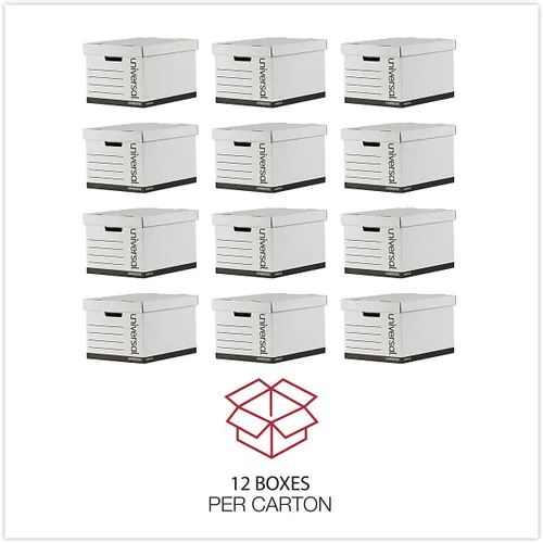 Vista 4 de Universal 85700 Caja de almacenamiento extra fuerte con tapa, carta/legal, 12 x 15 x 10, blanco, 12/cartón