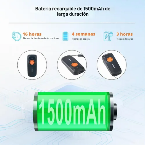 Vista 4 de Sumicor Escáner de código de barras inalámbrico, mini lector Bluetooth portátil, escáner láser 1D con indicador de nivel de batería, pequeño escáner