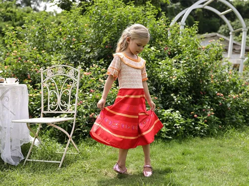 Vista 5 de HenzWorld Disfraz de Mirabel para niñas vestido mágico de la familia IsabelaMadrigalPepa disfraz de dibujos animados traje de fiesta
