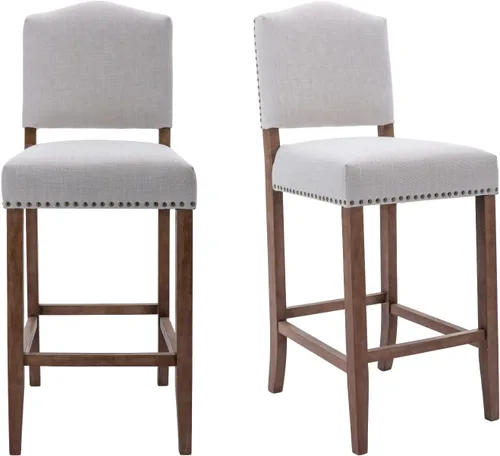 Vista 10 de EALSON Taburetes de Bar Estilo Granja Juego de 2 Taburetes de Mostrador de Altura de Cocina con Respaldo Sillas de Bar de Madera Modernas