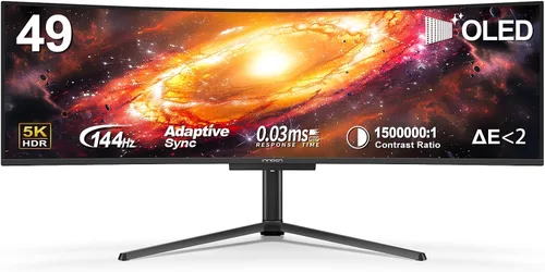 Vista 12 de INNOCN Monitor curvo para juegos de 49" 144Hz Ultrawide 32:9 WDFHD 3840 x 1080P, R1800, 99% sRGB, HDR400, USB tipo C, DisplayPort, HDMI, altavoces