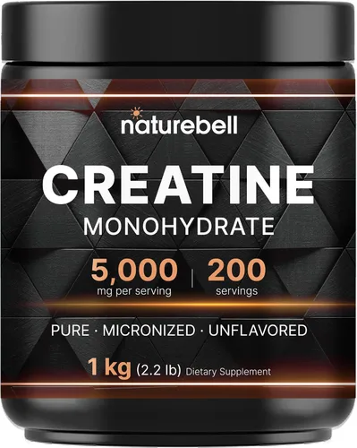 Vista 10 de NatureBell Polvo de Monohidrato de Creatina Instantáneo 500 Gramos, 5000mg Por Porción, Polvo de Creatina Micronizado Sin Sabor - Pre Entrenamiento