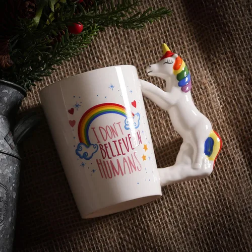 Vista 7 de Taza de cerámica para el hogar y la oficina, taza creativa de animales 3D de porcelana con asa para café, té, jugo, leche y agua, 14 onzas, taza