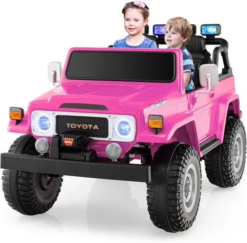 Vista 10 de Costzon Auto de 2 plazas, camión Toyota FJ40 con licencia de 12 V con control remoto de 2.4 G, suspensión de resorte, caja de almacenamiento, luces