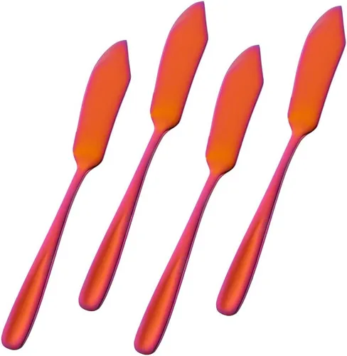 Vista 13 de Baikai - Juego de 4 cuchillos de acero inoxidable 18/10, cuchillo de mantequilla de desayuno negro, esparcidor de sándwich