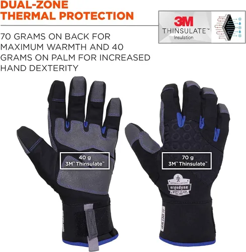 Vista 3 de Ergodyne Proflex 817 WP guante térmico aislante de utilidad, impermeable, color negro