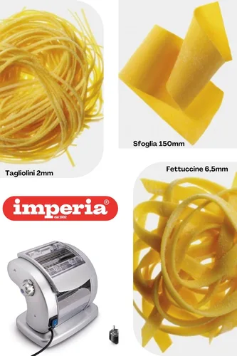 Vista 2 de Imperia Pastapresto Maker, potente máquina eléctrica de pasta de 120 V con motor, 100% fabricada en Italia, construcción de acero resistente con 6