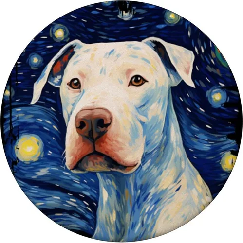 Vista 3 de Dogo Argentino Perro Noche Estrellada Pintura Perro Mamá Papá PopSockets Estándar PopGrip