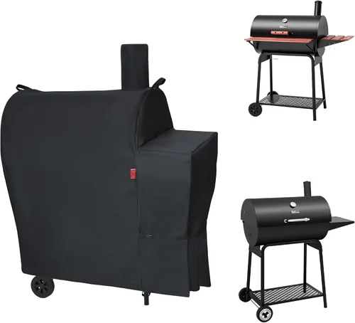 Vista 10 de Cubierta de parrilla al aire libre para parrilla de carbón Royal Gourmet CC1830FC Barrel, cubierta impermeable de 46" 600D resistente para barbacoa