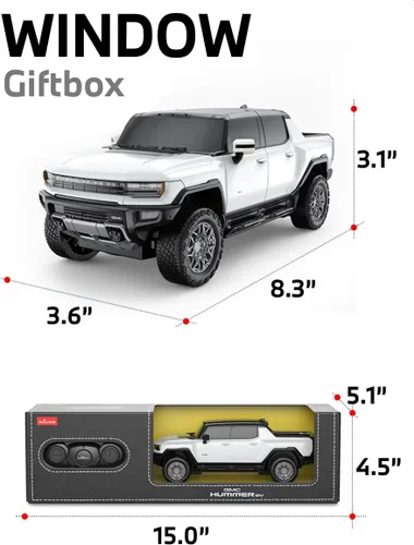 Vista 2 de RASTAR 93100 1/26 RC Truck Hummer EV with 2.4G Remote, White