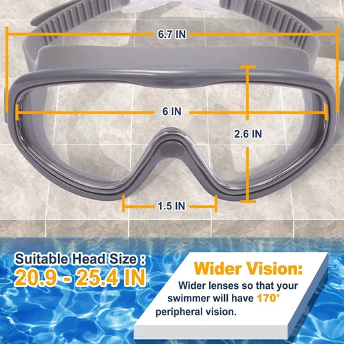 Vista 3 de Braylin Gafas de natación para adultos, paquete de 2 gafas de natación de visión amplia para hombres, mujeres, jóvenes, adolescentes, antivaho y más