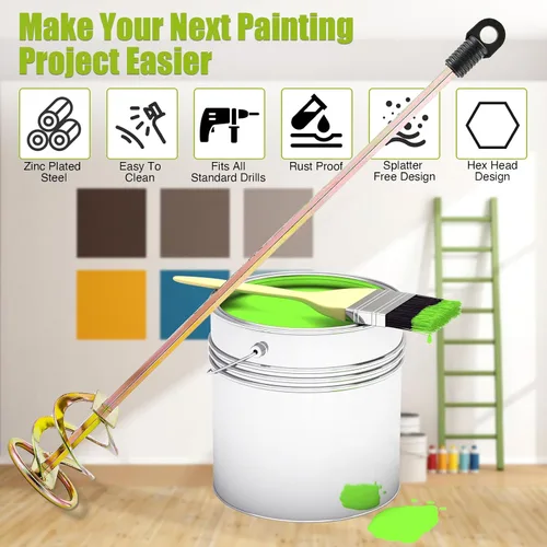 Vista 2 de Mezclador de pintura para taladro - Mezclador de pintura para taladro funciona con cualquier broca - Agitador de pintura a prueba de óxido
