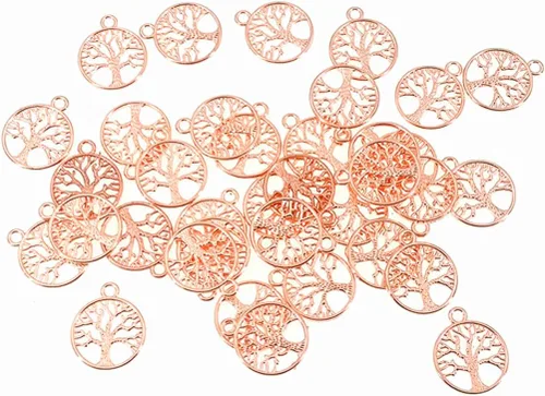 Vista 4 de ALIMITOPIA 50 dijes de árbol de la vida de aleación para manualidades, pulseras, collares, joyas, accesorios