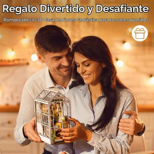 Vista 6 de ROBOTIME Kit de Rincón de Libros – Kit de Casa en Miniatura para Bricolaje, Rompecabezas de Madera 3D Booknook, Decoración de Inserción