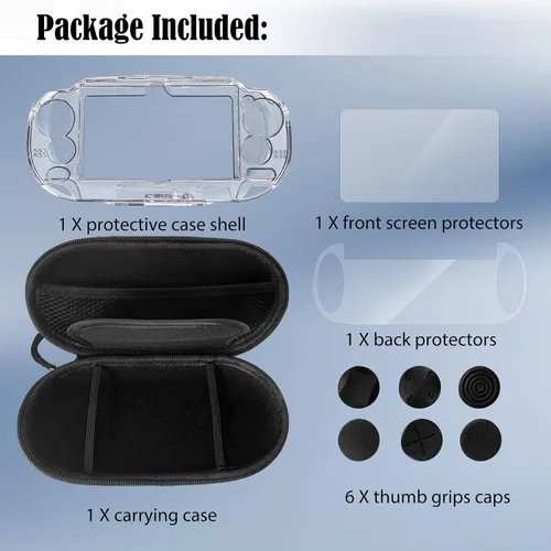Vista 7 de JDGPOKOO 10 in 1 Accessories Kit for PS Vita 1000, Carrying Case for PSV 1000, Protective Case, Front and Back Screen Protectors, and 6Pcs Thumb