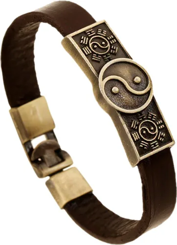 Vista 7 de Hamoery Pulsera de cuero de aleación punk para hombre, pulsera cruzada