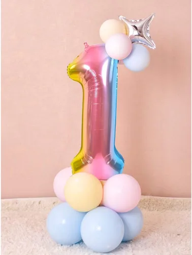 Vista 4 de Globos TONIFUL de 40 pulgadas arcoíris con números grandes 0-9, globos digitales número 4 de 4 helio, globos grandes de número de aluminio de Mylar