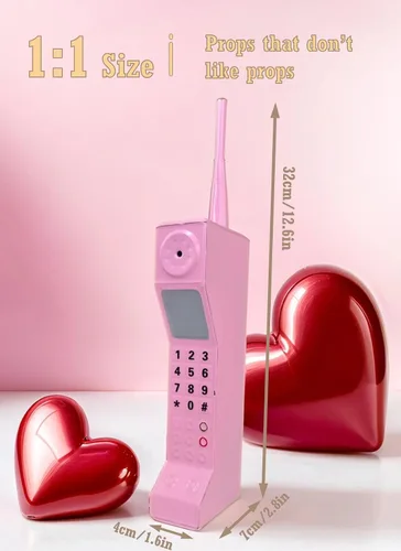 Vista 3 de Diydeg Teléfono móvil retro, 80S 90S Old Fashioned - Adorno de ladrillo portátil de ladrillo, accesorios fotográficos de simulación de hierro