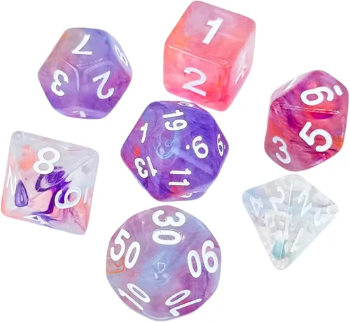 Vista 15 de Juego de Dados D&D de 7 Piezas Verde Transparente Color Mixto – Juego de Dados DND para D&D, COC, TTRPGs, Dungeons and Dragons, MTG, Accesorios