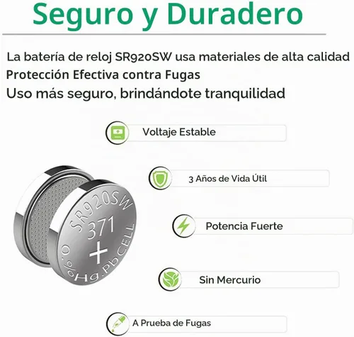 Vista 4 de 20PCS 1.5V SR920SW 371 370 LR921 AG6 batería de reloj de óxido de plata
