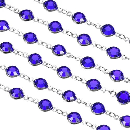 Vista 20 de uxcell Cadena de diamantes de imitación negros de 5 yardas a granel con cadena de latón chapada en plata para hacer joyas, manualidades, pulseras