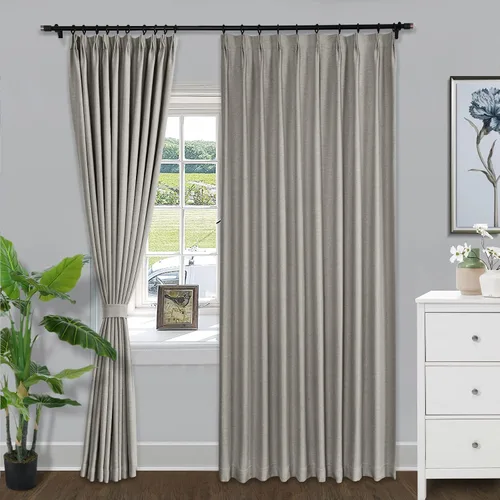 Vista 15 de Fcosie Cortinas opacas de lino de 63 pulgadas de largo, cortinas plisadas para barra transversal, cortinas con aislamiento térmico para comedor