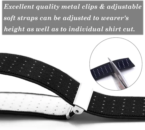Vista 5 de STAY GENT Camisa estilo Y para hombre con abrazaderas de bloqueo antideslizantes y correas elásticas ajustables.