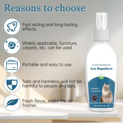 Vista 5 de Spray disuasorio para gatos, repelente natural y seguro para gatos en interiores y exteriores, ayuda de entrenamiento eficaz, disuasorio