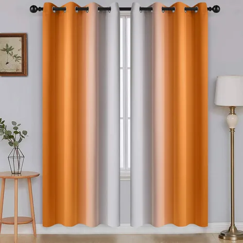 Vista 229 de SimpleHome Cortinas degradadas degradadas para oscurecer la habitación de 36 pulgadas de largo para dormitorio, con ojales y bloqueo de luz Negro