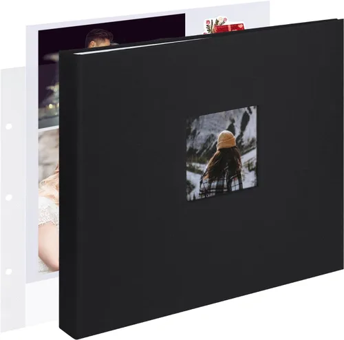 Vista 16 de 1DOT2 8x8 DIY pequeño álbum de recortes con 3 anillas, álbum de fotos con diario, con 30 fundas de plástico, 60 páginas y cubierta de tela