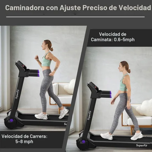 Vista 6 de Goplus 3HP Caminadora eléctrica plegable, caminadora autoestable con control de aplicación, altavoz de dientes azules, pantalla táctil HD, sin