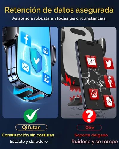 Vista 2 de Qifutan Soporte de teléfono para salpicadero para tu automóvil, soporte de teléfono para salpicadero de automóvil, parabrisas y ventilación de aire