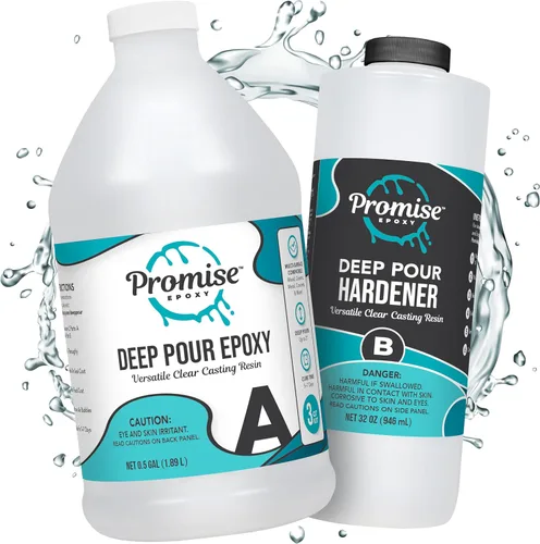 Vista 9 de Kit de Resina Epoxy de Vertimiento Profundo Promise Epoxy 1.5 Gal - Seguro para Alimentos, Vertimiento Transparente, Ideal para Mesas de Río, Obras