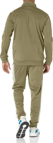 Vista 2 de adidas Sportswear - Traje de tricot básico de 3 rayas para hombre, Olive Strata