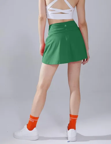 Vista 3 de 1a1a Falda de tenis de golf para mujer, pantalón corto de cintura alta, atlético, falda deportiva con bolsillos cortos