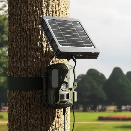 Vista 7 de Panel solar para cámara de sendero: Panel solar de cámara de caza de 6V/9V/12V con USB-C, cargador de batería de litio recargable incorporado