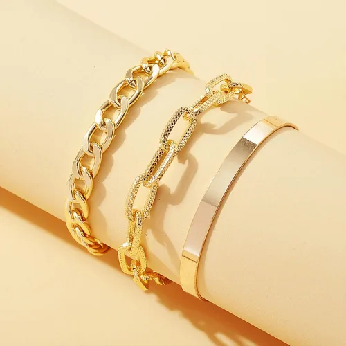 Vista 150 de Long tiantian Pulsera de oro gruesa para mujer, pulseras de oro delicadas, pulseras para mujer, pulseras apilables de eslabones de cadena