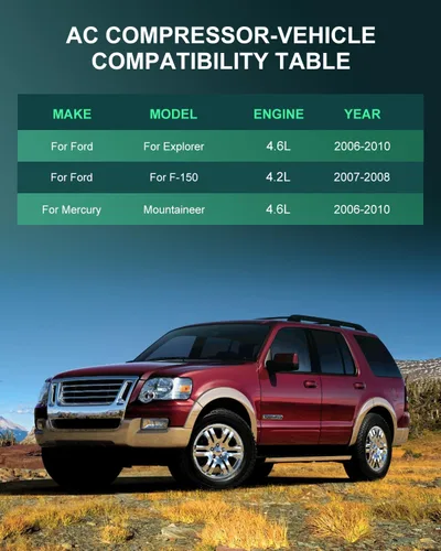 Vista 2 de SCITOO Compresor de CA para 2006-2010 para Ford para Explorer 4.6L para Ford para F-150 4.2L para Mercury Mountaineer 4.6L