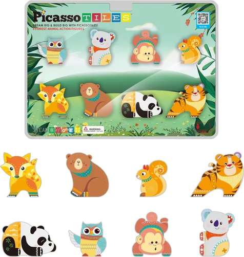 Vista 10 de PicassoTiles 8 figuras magnéticas de animales de granja, complemento de 8 Animales de granja