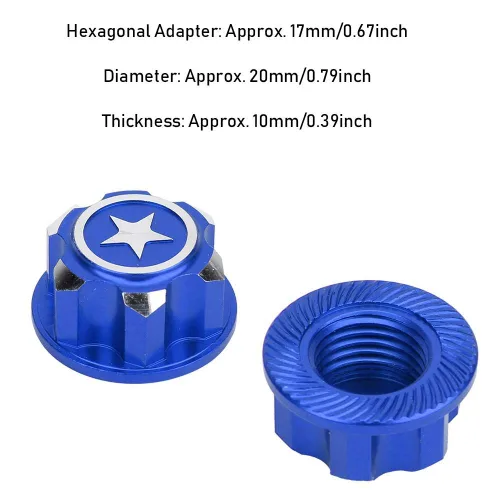 Vista 4 de Tuerca de rueda hexagonal, 4 tuercas de metal de 0.669 in para montaje de rueda hexagonal, compatibles con automóvil (Mazarine)