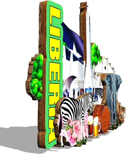 Vista 2 de Imán de madera para nevera de Liberia África Monumentos 3D Viajes Coleccionables Recuerdos Decoración Hecho a Mano 2