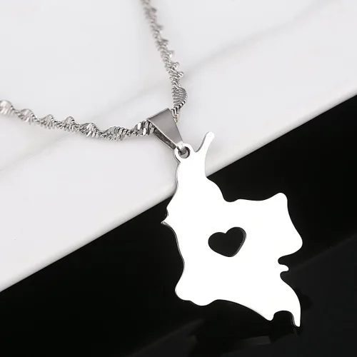 Vista 3 de Plata Colombia mapa collar colgante de mapa de colombiano joyas